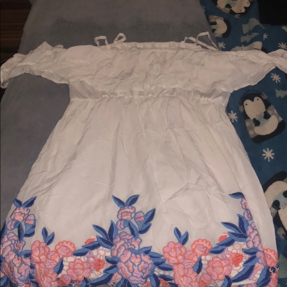 White summer dress with flower detailing